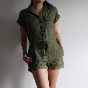 Short army green romper